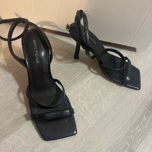 Marc Fisher Black Croc-Embossed Heels